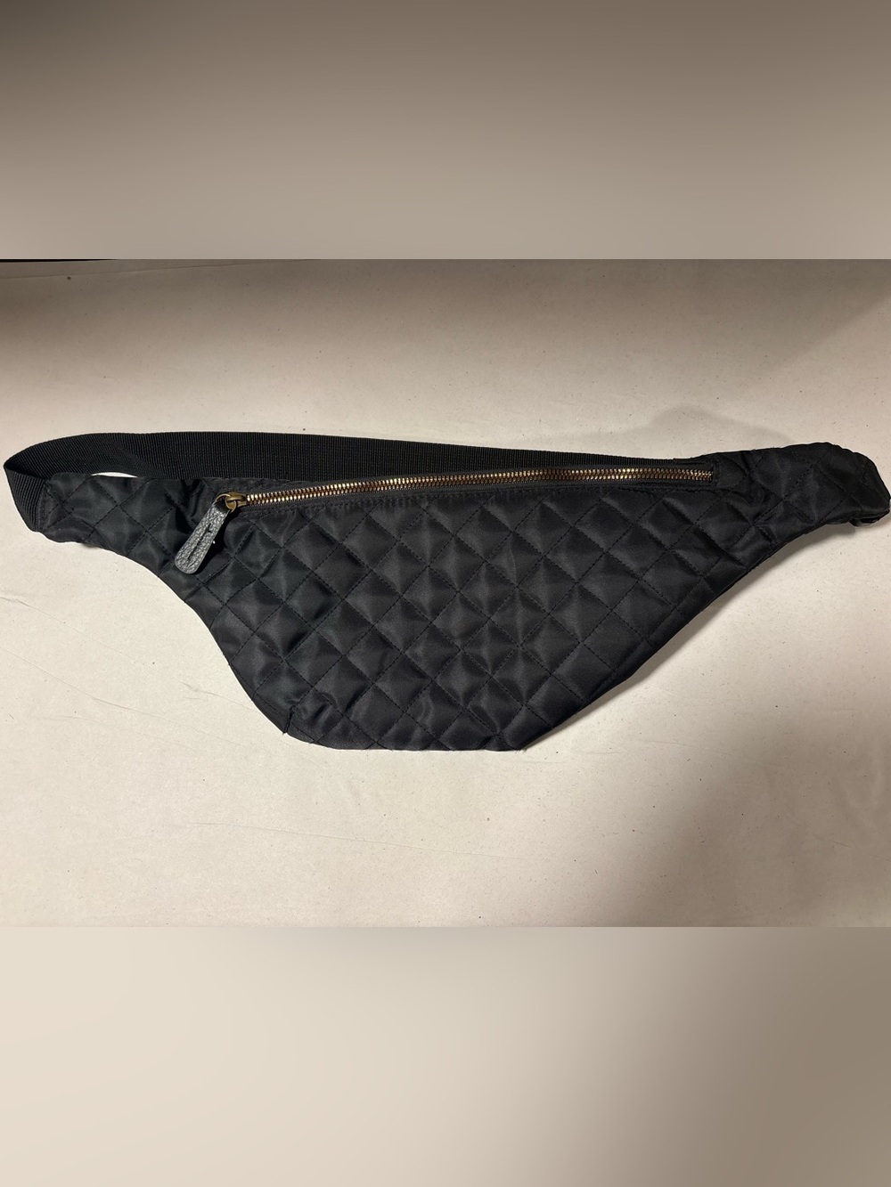 Maurices Quilted Black Crossbody Bag Fanny pack with Gold Zipper